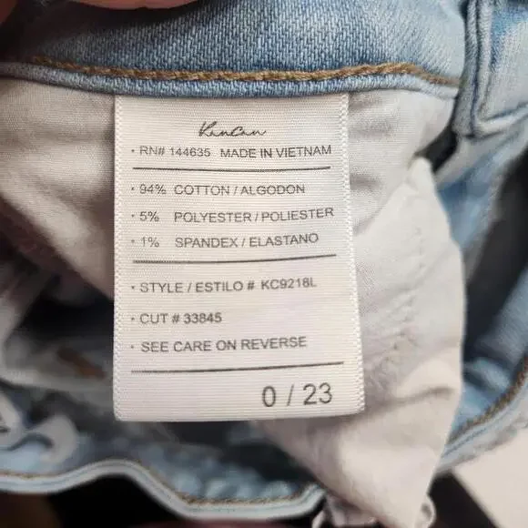 KanCan Women's Light Wash Skinny Jeans with Frayed Hem- 0/23 - Picture 8 of 9